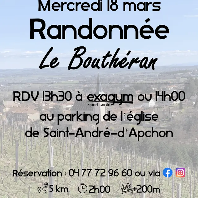 Randonnée Exagym Sport-Santé à Saint-André-d'Apchon le 18 mars 2026.