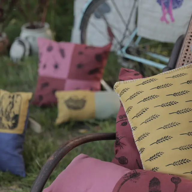 Coussins imprimés au tampon