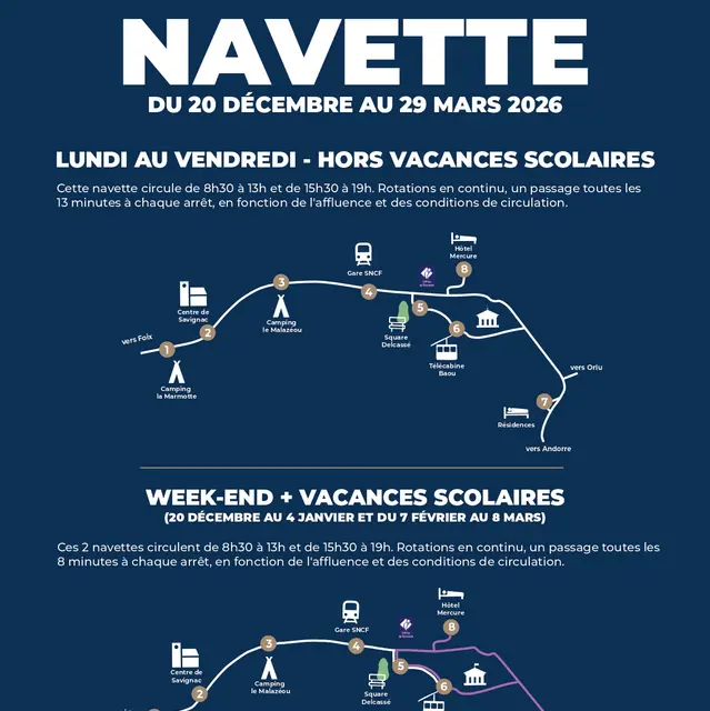 Service de transport d'hiver 2025/2026 (Ax les Thermes/Savignac les Ormeaux)