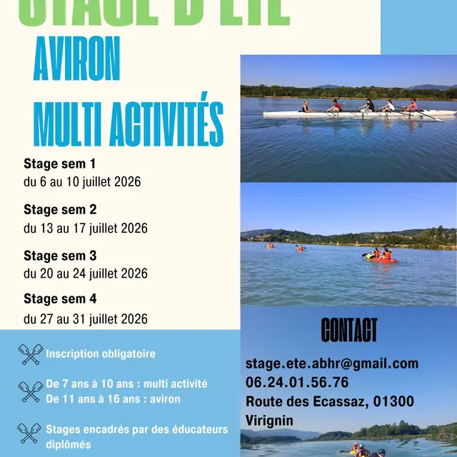 Stage d'été aviron et multiactivités pour les 7-10 ans et les 11-16 ans_Virignin