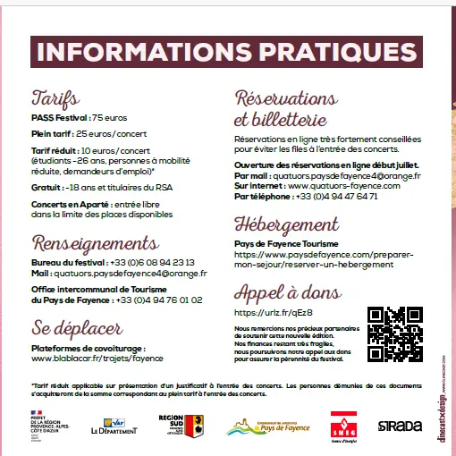 Concert Quatuor Varèse :37ème Festival de Quatuors à cordes du Pays de Fayence_Montauroux