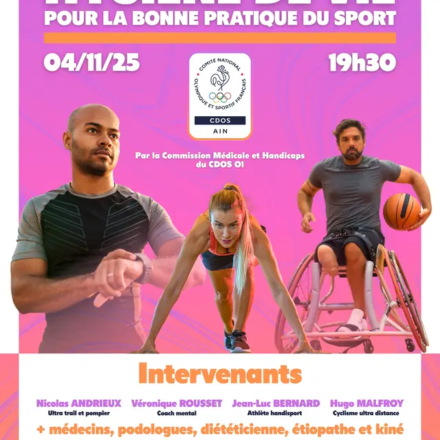 Affiche soirée-débat Hygiène de vie pour la bonne pratique du sport