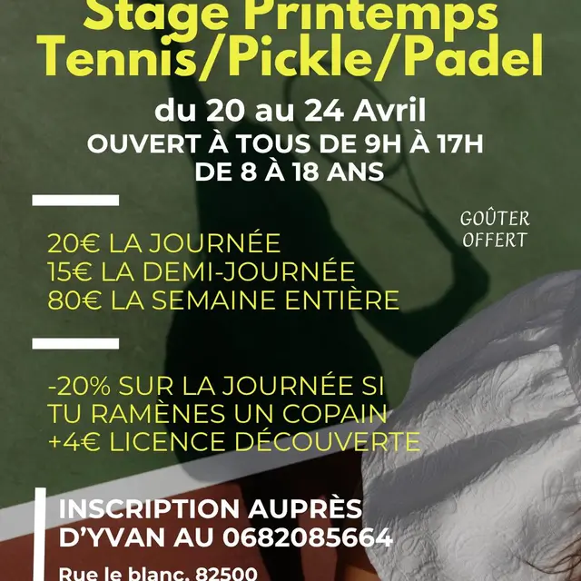 Stage de tennis : vacances de Pâques_Beaumont-de-Lomagne