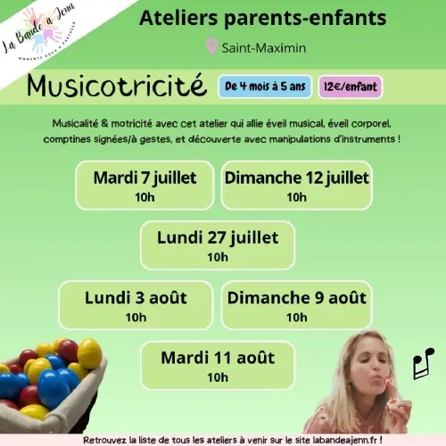 Atelier parent/enfant : Musicotricité -  (enfants 4 mois à 5 ans)_Saint-Maximin-la-Sainte-Baume