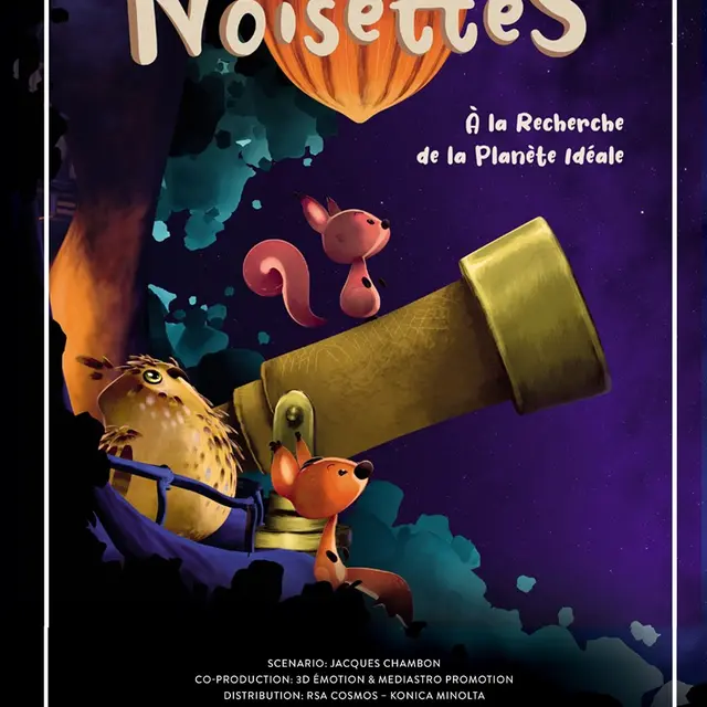 Projection de dessin animé  Noisette dans le planetarium_Saint-Jean-de-Sixt