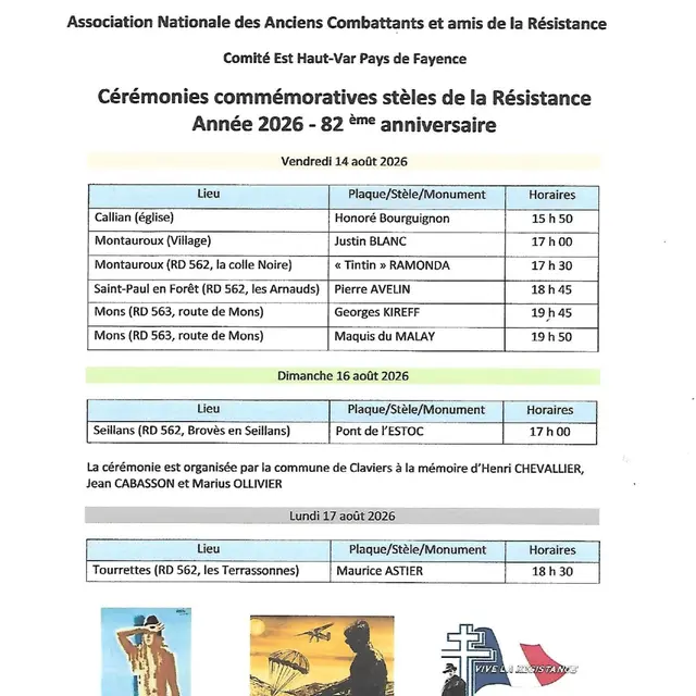 Hommage aux  Résistants du Pays de Fayence_Tourrettes
