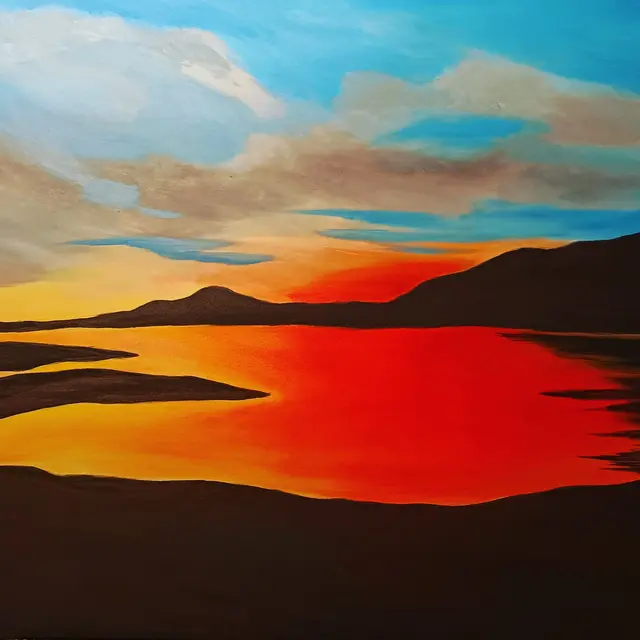 coucher de soleil sur le lac de saint Cassien