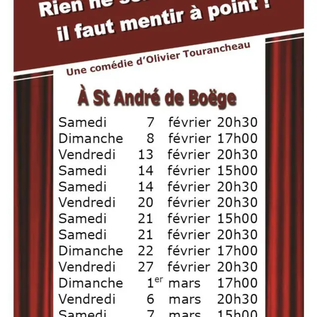 Café-théâtre Rien ne sert de tout dire, il faut mentir à point !_Saint-André-de-Boëge