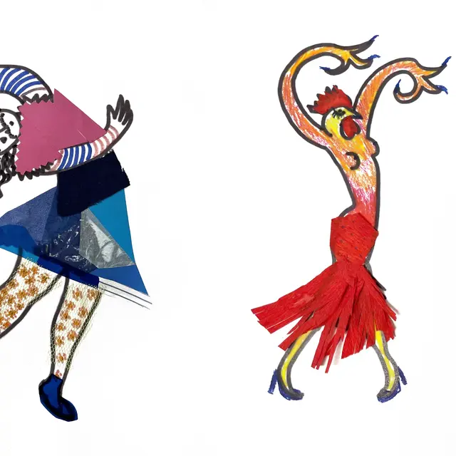 Costumes d'opéra, collage inspiré des œuvres de Chagall