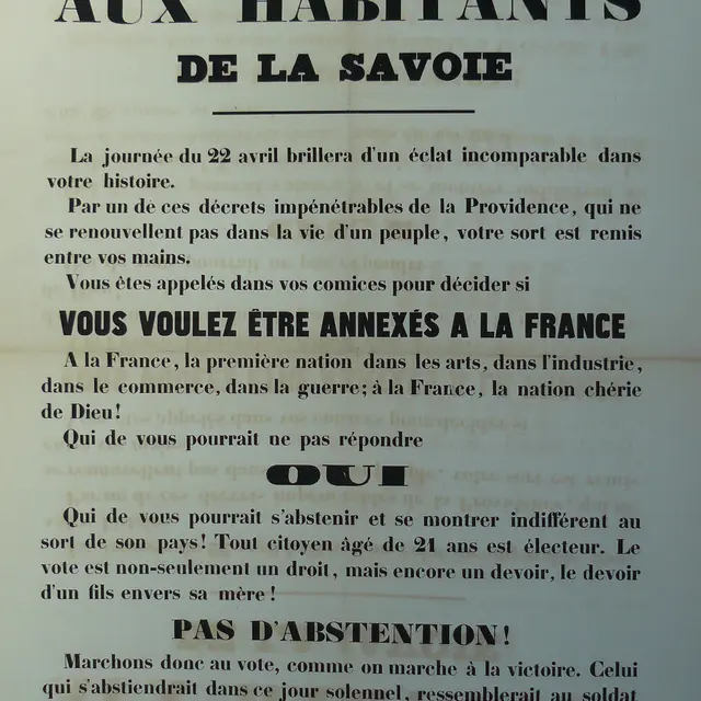 Conférence  L'Annexion de la Savoie à la France en 1860 : retour sur le contexte politique et diplomatique_Thonon-les-Bains