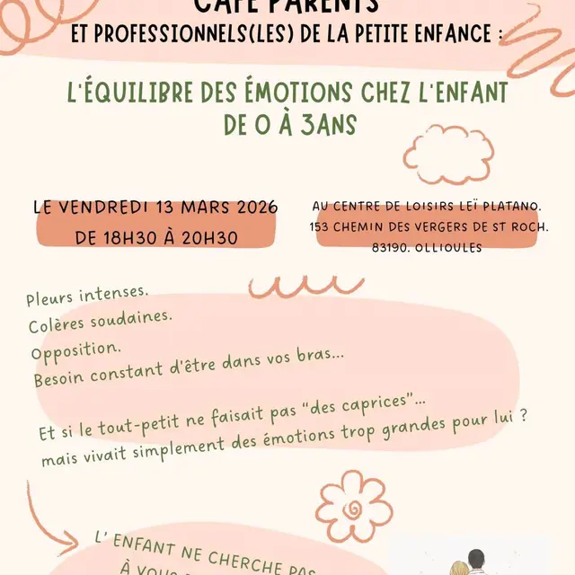 Café parents L'équilibre des émotions chez l'enfant de 0 à 3 ans_Ollioules