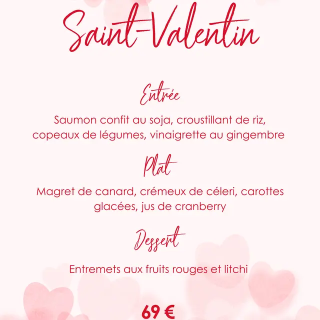 Menu Saint-Valentin setclub