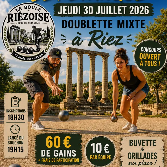 Affiche la boule riézoise pour le 30 juillet 2026