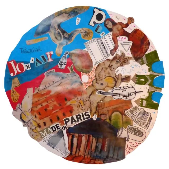 Plafond musical, collage inspiré des œuvres de Chagall