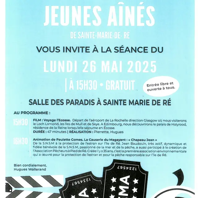Séance cinéma du club des Jeunes Aînés_Sainte-Marie-de-Ré
