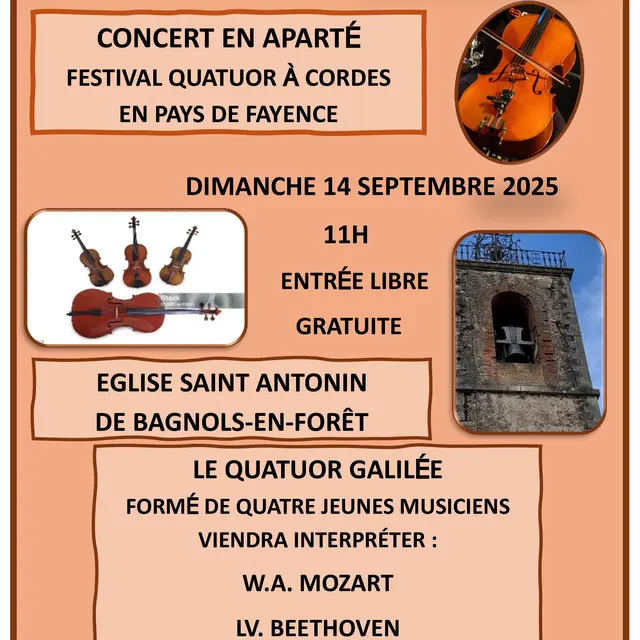 37ème Festival de Quatuors à cordes du Pays de Fayence Concert en Aparté à Bagnols-en-Forêt_Bagnols-en-Forêt
