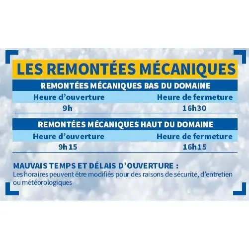 Horaires remontées mécanique Réallon