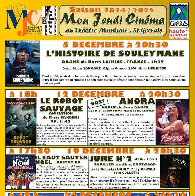 Programme décembre - Mon jeudi cinéma