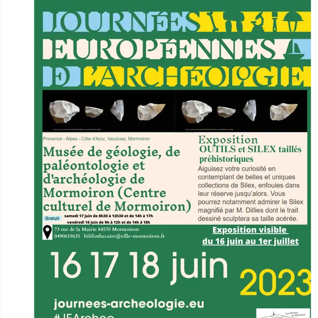 Exposition outils et silex taillés préhistoriques