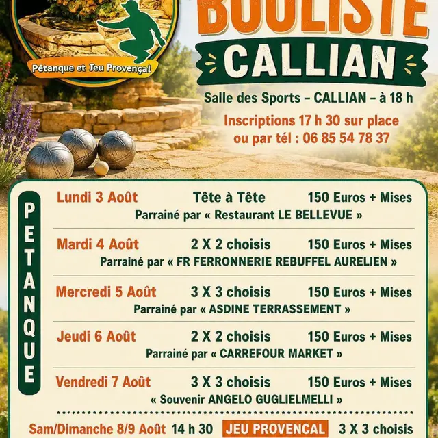 Semaine Bouliste de Callian - Edition 2026_Callian