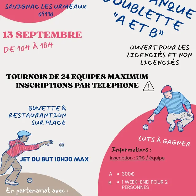 Tournoi de pétanque doublette_Savignac-les-Ormeaux