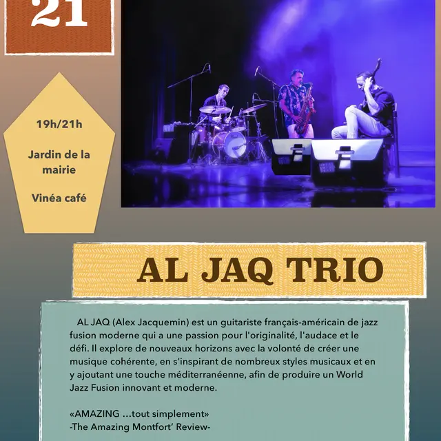 Concert : Al Jaq Trio - musique jazz fusion | Musical'Eté_Montfort-sur-Argens
