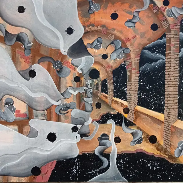 EVE-Exposittion Léa Paluska-Oeuvre intitulée Le cloître perdu dans l’espace