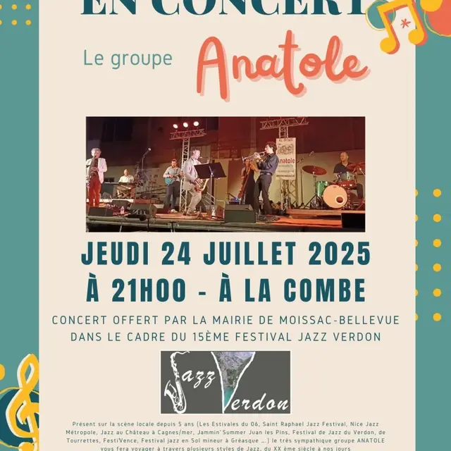 Concert groupe Anatole - 15 Festival Jazz Verdon
