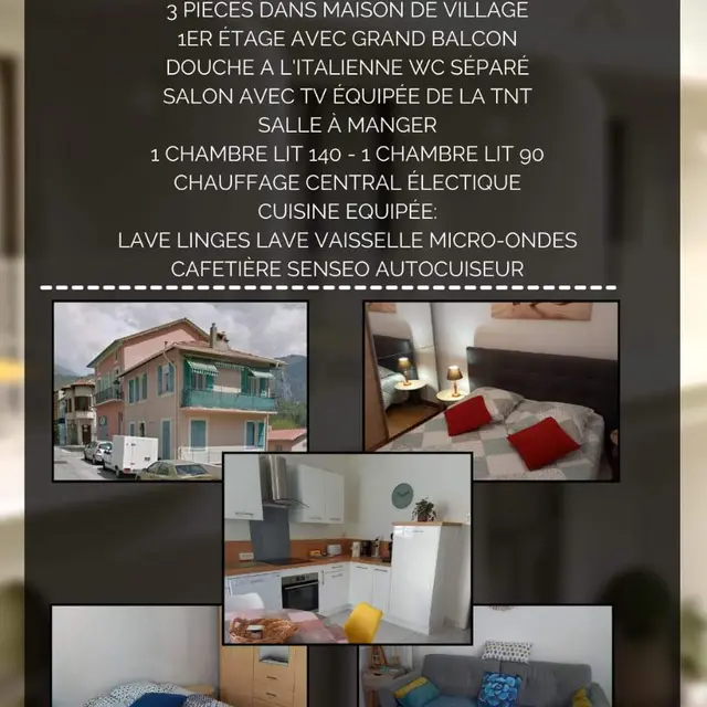 Appartement 3 pièces dans une maison au centre du village_Roquebillière