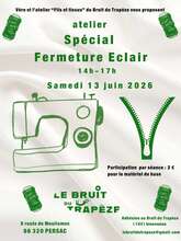 Atelier machine à coudre spécial fermeture éclair