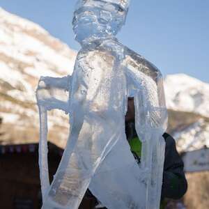 Démonstration de sculpture sur glace