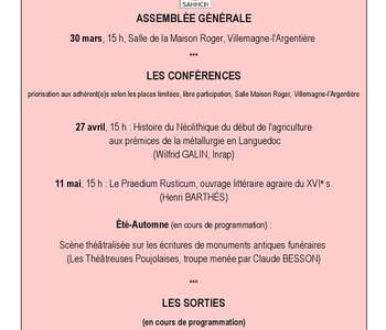 CYCLE DE CONFÉRENCE DE LA SOCIÉTÉ ARCHÉOLOGIQUE ET HISTORIQUE DES HAUTS CANTONS DE L'HÉRAULT