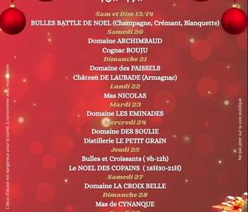 ANIMATIONS DE L'ESPACE VIN - MOIS DE DÉCEMBRE