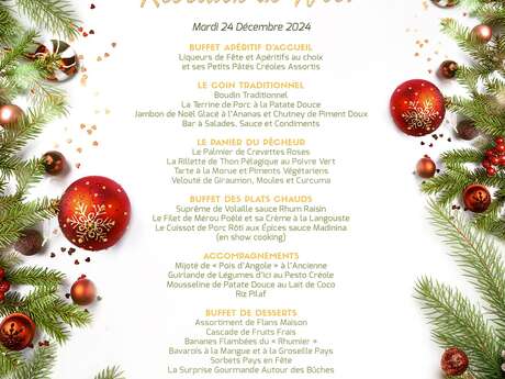 Menu Réveillon de Noël (La Yole - Karibéa Sainte-Luce Hôtel ***)