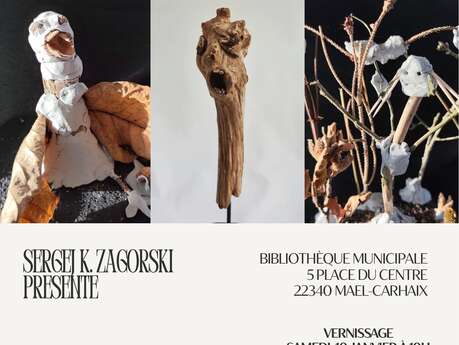 Exposition de sculpture Zagorski et écoliers de Maël-Carhaix
