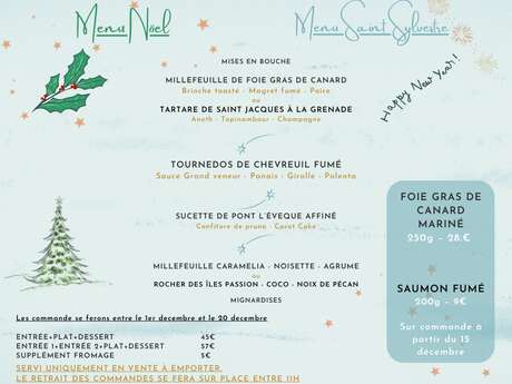 Menu de Nöel et de la Saint Sylvestre restaurant : le Fil du temps