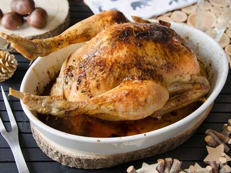 Repas poule farcie