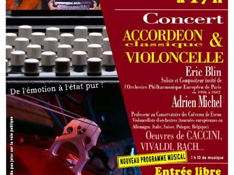 Concert classique accordéon et violoncelle en l'Eglise Saint Hilaire