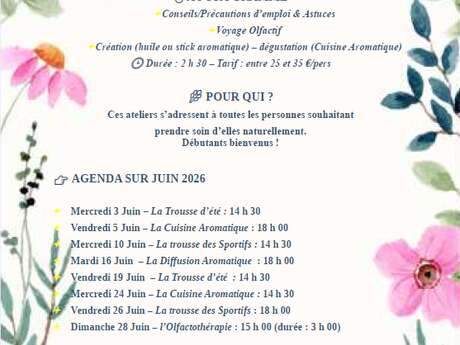 Ateliers d'aromathérapie de juin par Les Fées Aromatiques