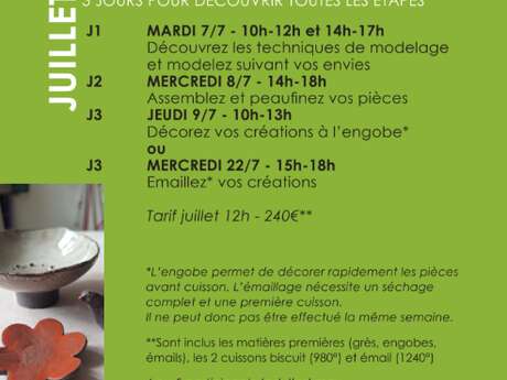 Ateliers céramique - Stage de Juillet par Véronique Vaude