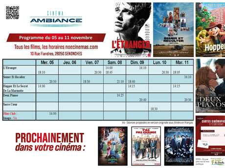 Programme cinéma  du 5 au 11 novembre