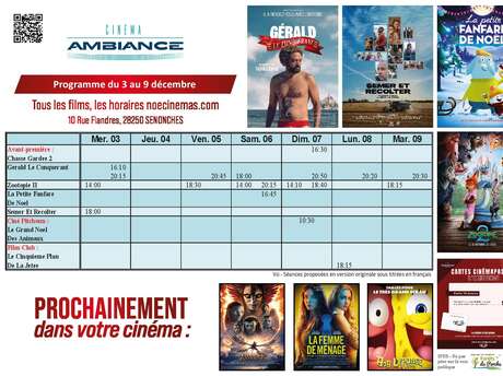 Programme cinéma  du 3 au 9  décembre