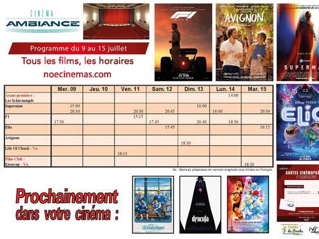 Programme cinéma  du 9 au 15  juillet