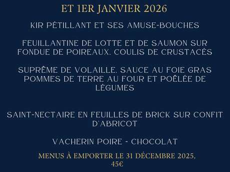 Menu du 31 décembre et 1er janvier