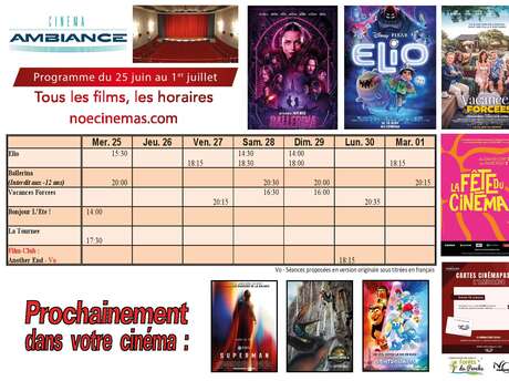 Programme cinéma  du 25 juin au 1er juillet