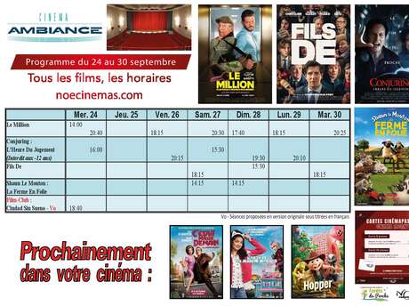 Programme cinéma  du 24 au 30 septembre septembre