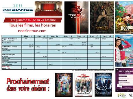 Programme cinéma  du 22 au 28 octobre