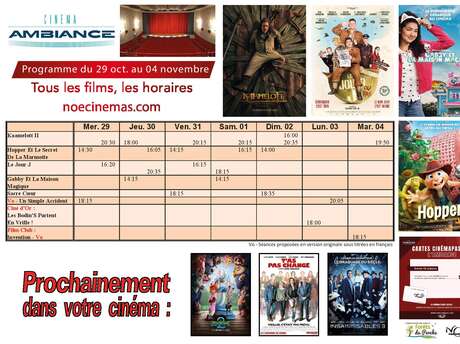 Programme cinéma  du 29 octobre au 4 octobre Programme cinéma  du 29 octobre au 4 octobre