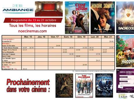 Programme cinéma  du 15 au 21 octobre