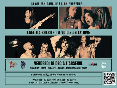 Soirée concert à l'Arsenal avec Laetitia Shériff - A Void - Jelly Dive